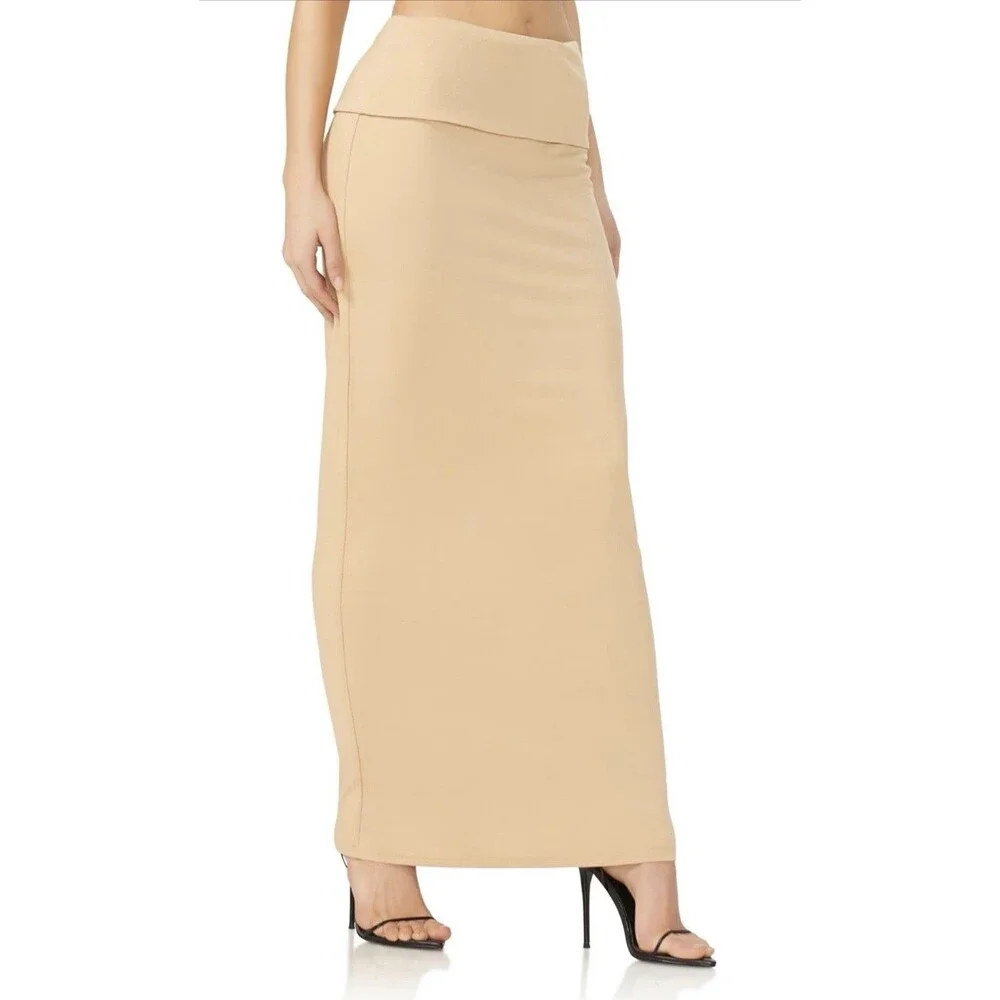 AFRM Women's Esin Soft Foldover High Waist Long Maxi Skirt